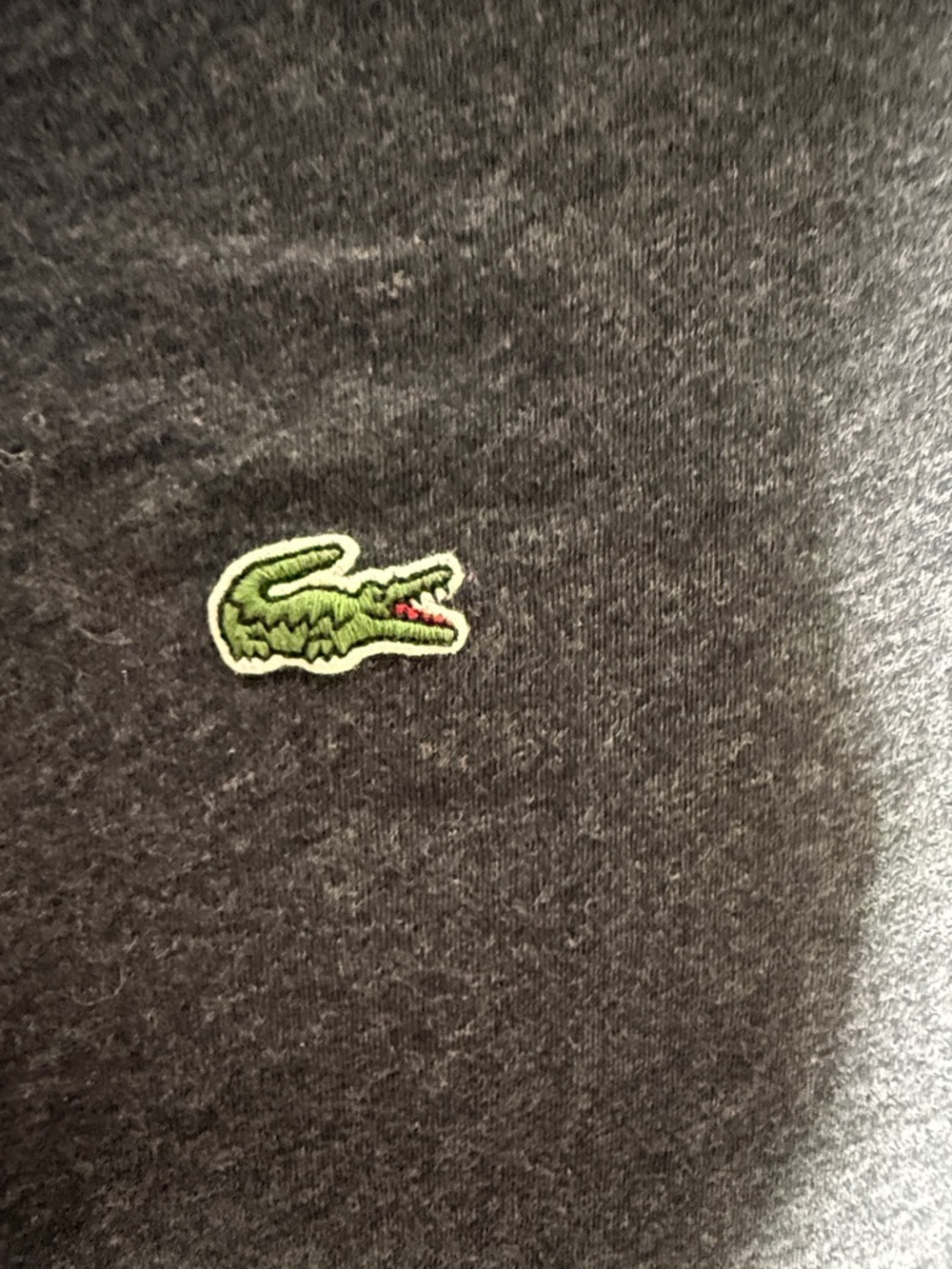 Lacoste Men's Short Sleeve Crew Tee - Charcoal with Green Crocodile - Picture 3 of 4